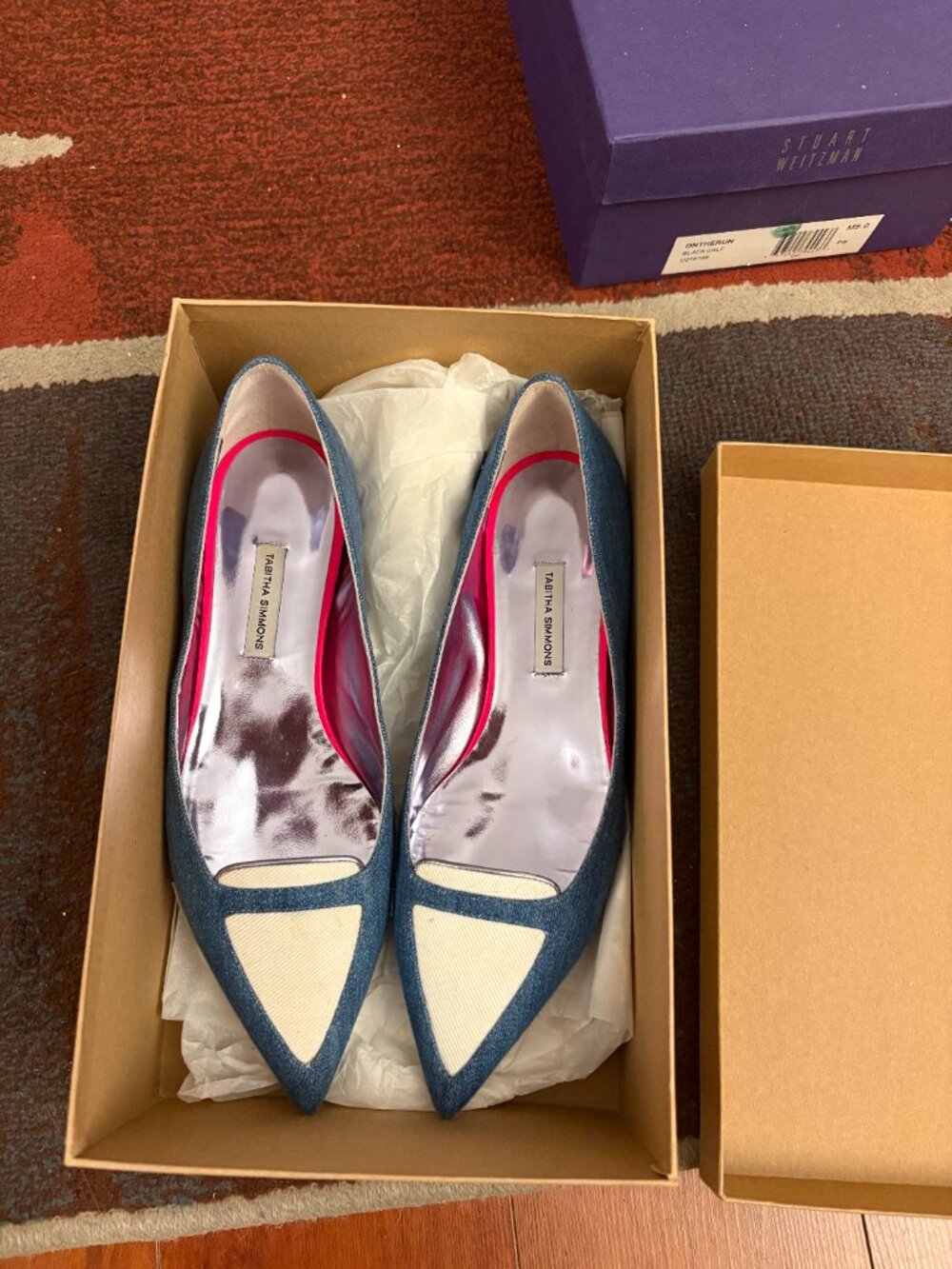 Tabitha Simmons Alexa Denim Pointed Toe Flats EU 39